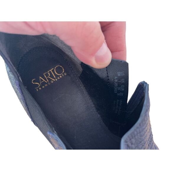 Franco Sarto Womens Black Side Zip Leather Pointed Toe Chelsea Boots Size 5 - Picture 4 of 9